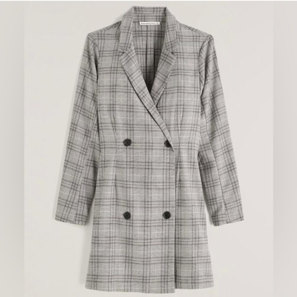 Abercrombie & Fitch Gray Plaid Long Sleeve Blazer Dress XS - Picture 1 of 6